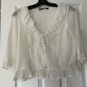 Zara White Button Up Top